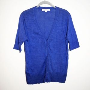 Ann Taylor Loft Blue Short Sleeve Cardigan Sweater